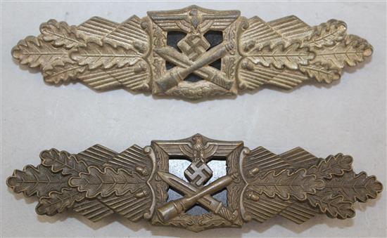 Two German Third Reich close combat clasps,